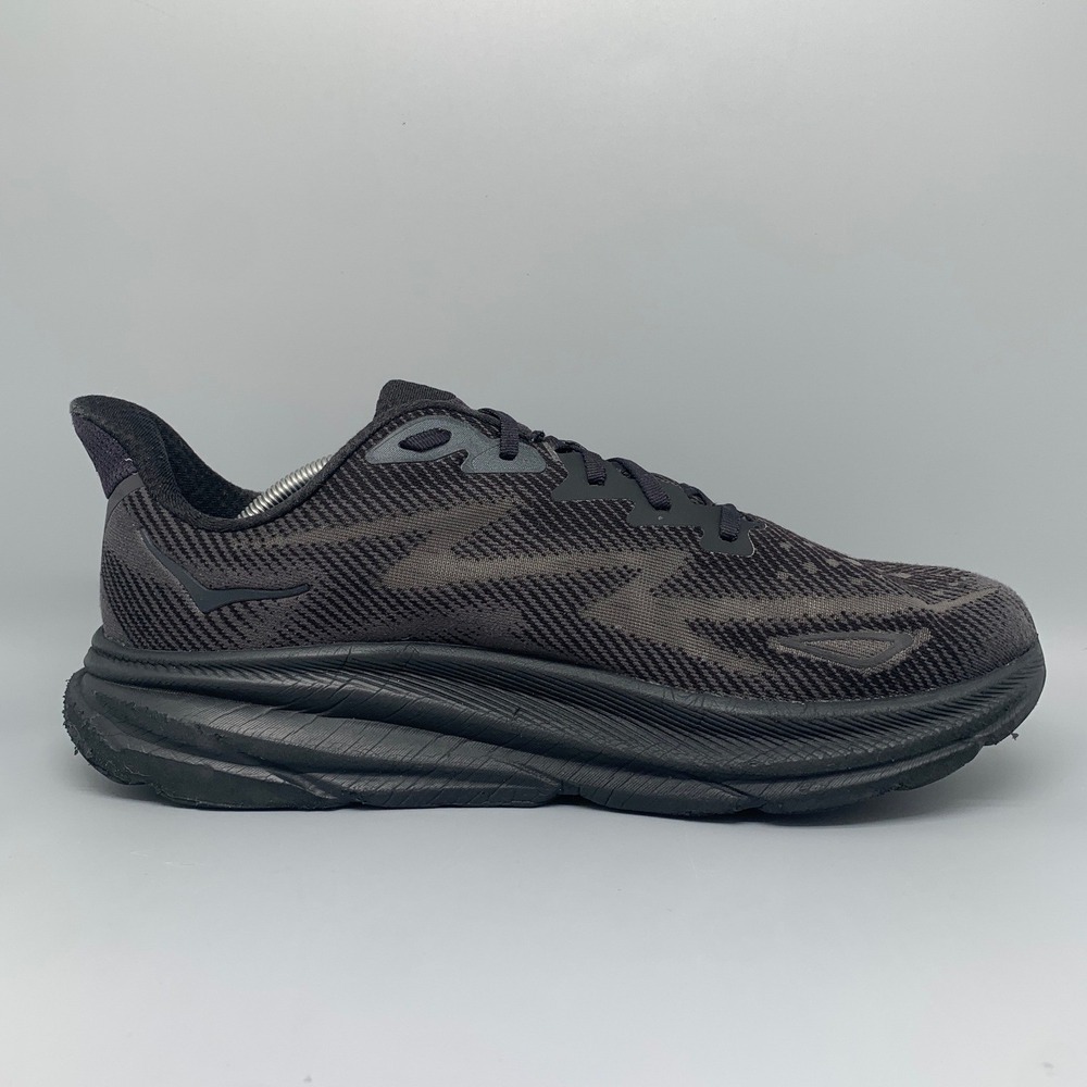 Hoka One Clifton 9 Black Running Shoes Men's Size 12.5D - Picture 7 of 10
